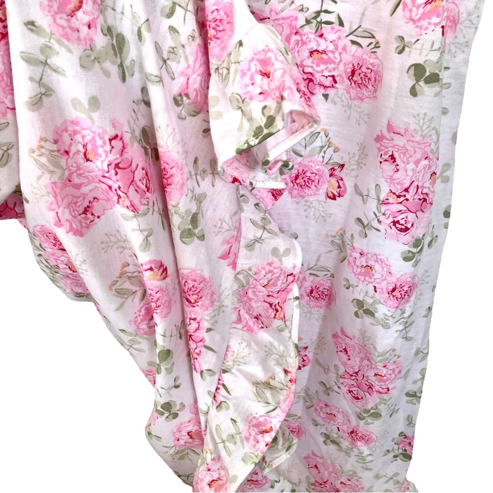 (0210) Floral Pink Button Down Nightgown Lingerie w Lace Details (L) - Picture 4 of 5